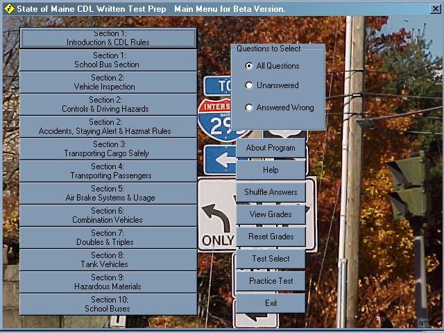 Main Menu of Software